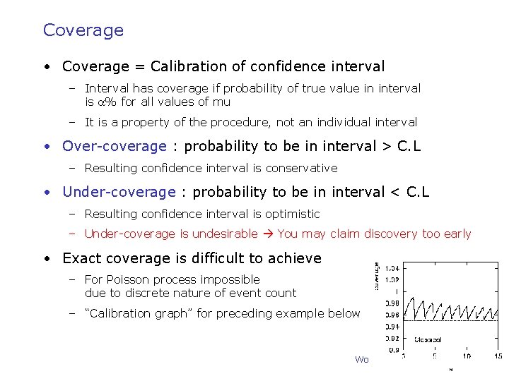 Coverage • Coverage = Calibration of confidence interval – Interval has coverage if probability