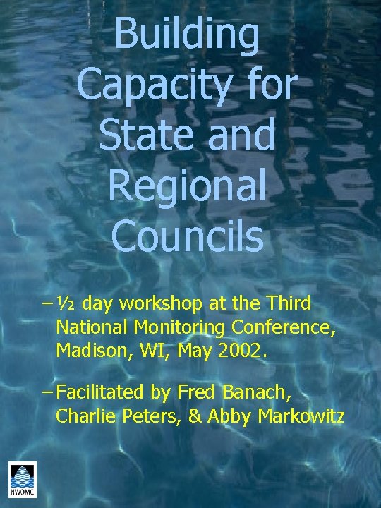 Building Capacity for State and Regional Councils – ½ day workshop at the Third