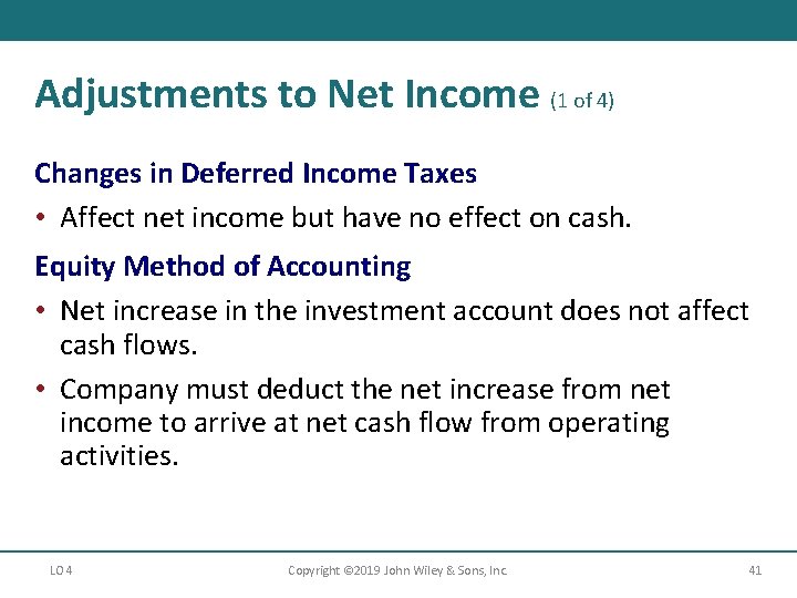 Adjustments to Net Income (1 of 4) Changes in Deferred Income Taxes • Affect