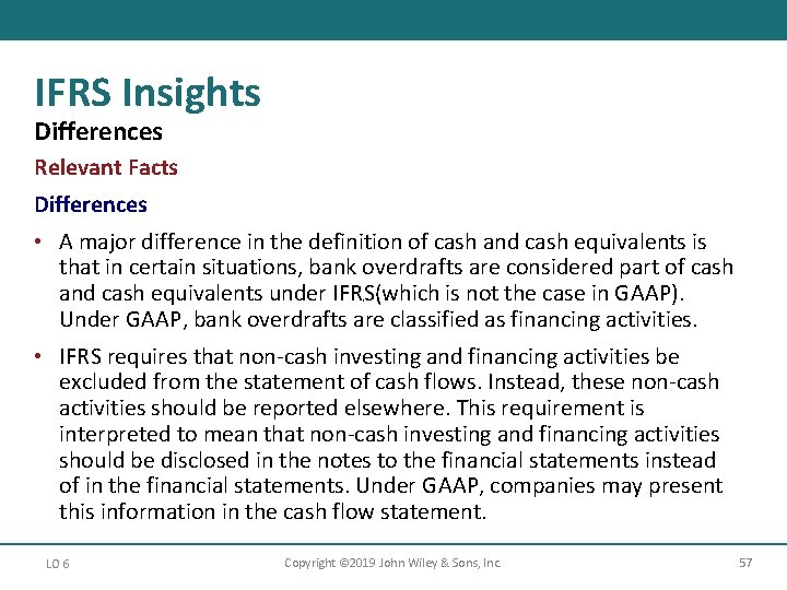 IFRS Insights Differences Relevant Facts Differences • A major difference in the definition of