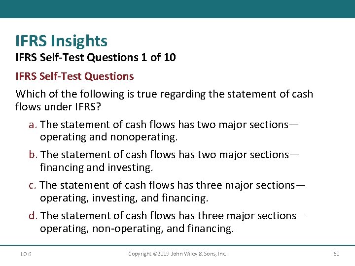 IFRS Insights IFRS Self-Test Questions 1 of 10 IFRS Self-Test Questions Which of the