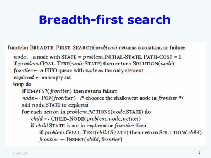Breadth-first search 1/16/2022 7 