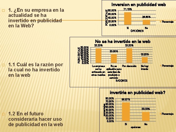 Inversion en publicidad web 1. ¿En su empresa en la actualidad se ha invertido