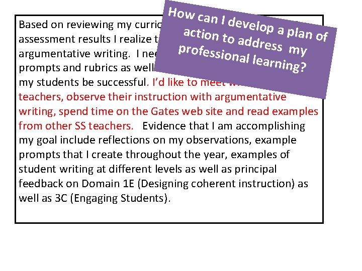 How can I deand velostudent Based on reviewing my curriculum standards p a plan