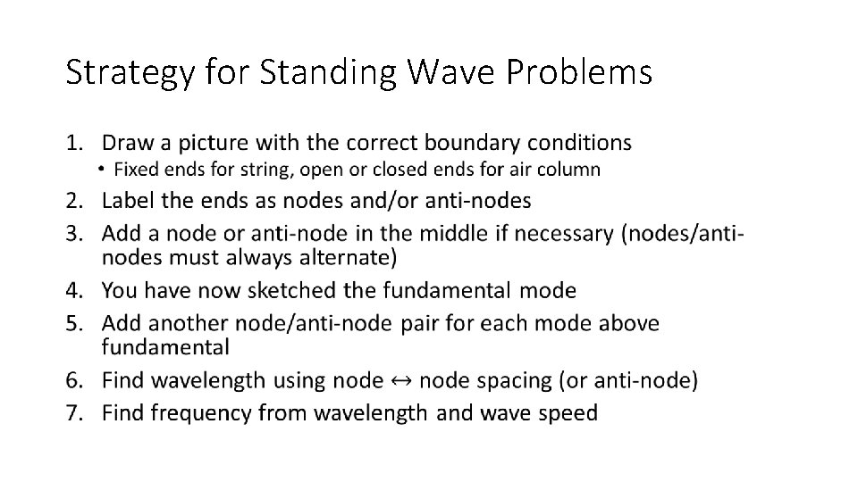 Strategy for Standing Wave Problems • 
