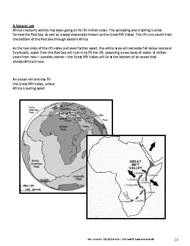 A Natural Lab Africa’s tectonic activity has been going on for 30 million years.