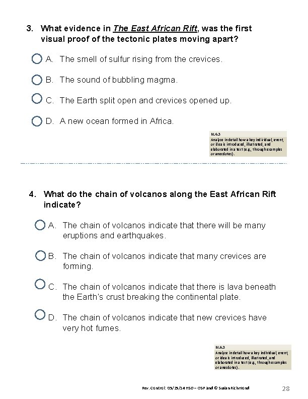 3. What evidence in The East African Rift, was the first visual proof of