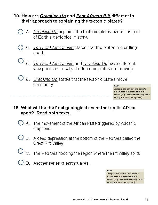 15. How are Cracking Up and East African Rift different in their approach to