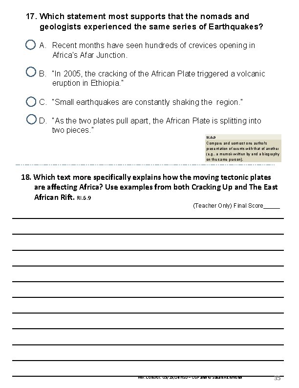 17. Which statement most supports that the nomads and geologists experienced the same series