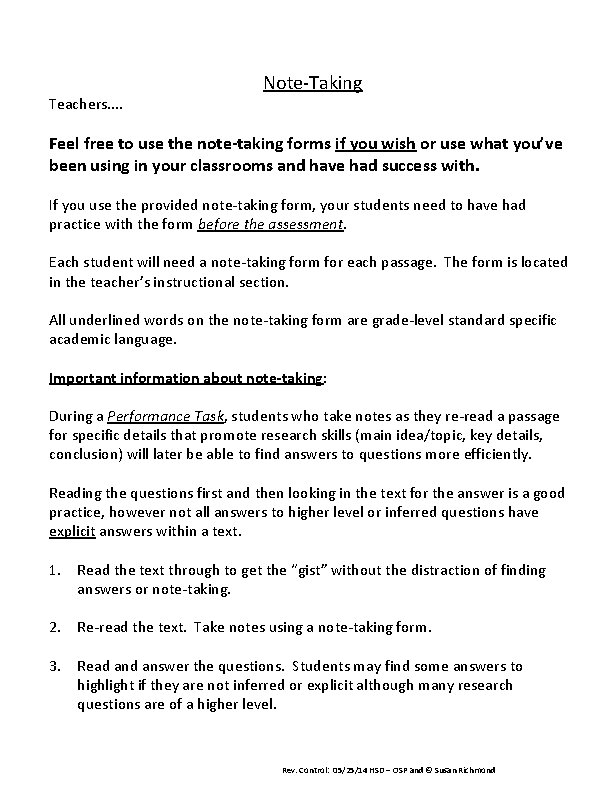 Teachers. . Note-Taking Feel free to use the note-taking forms if you wish or