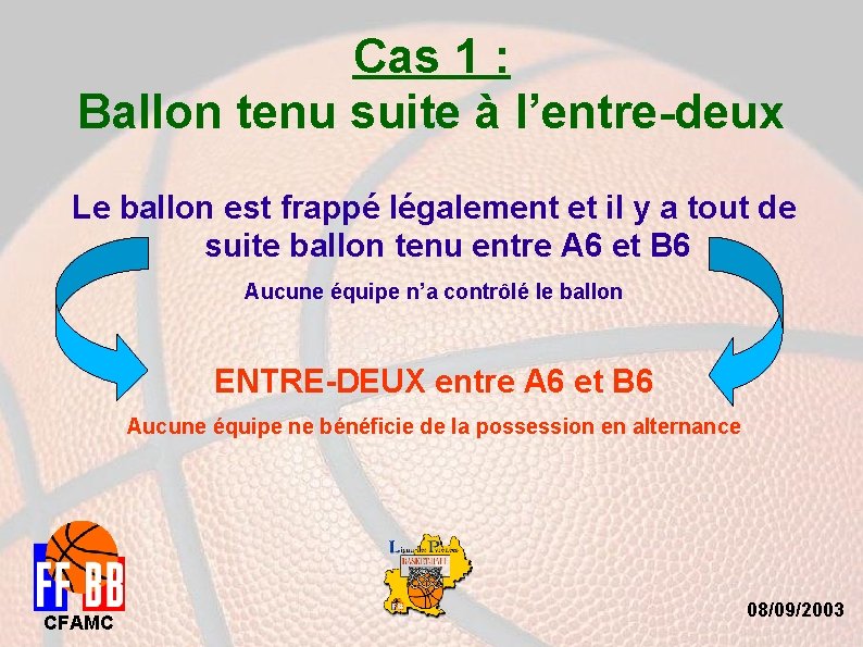 Cas 1 : Ballon tenu suite à l’entre-deux Le ballon est frappé légalement et