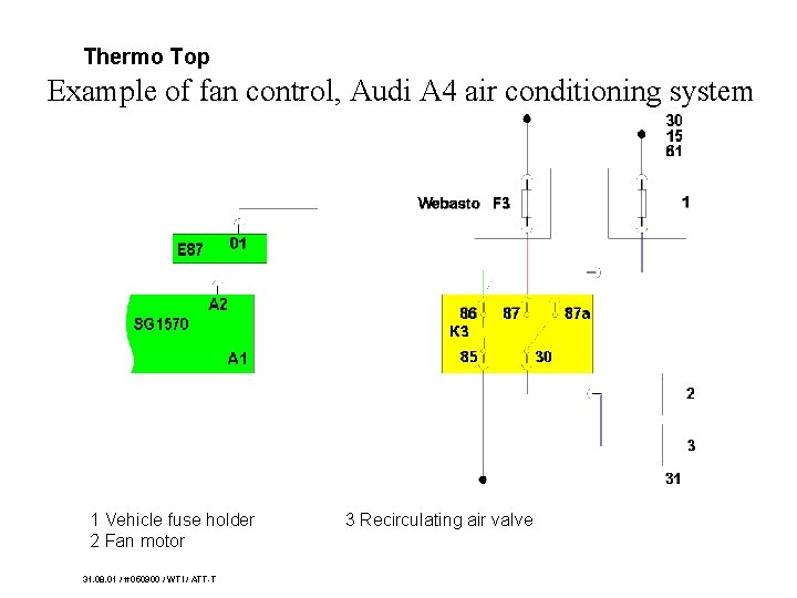 Thermo Top Example of fan control, Audi A 4 air conditioning system 1 Vehicle Thermo Top Example of fan control, Audi A 4 air conditioning system 1 Vehicle