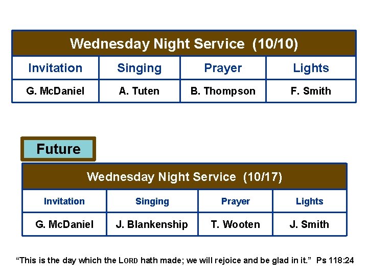Wednesday Night Service (10/10) Invitation Singing Prayer Lights G. Mc. Daniel A. Tuten B.