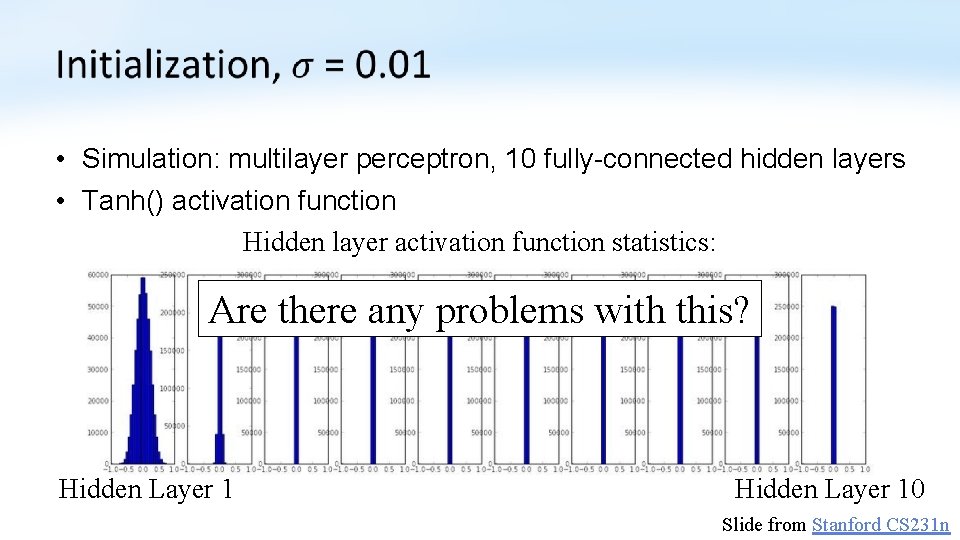  • Simulation: multilayer perceptron, 10 fully-connected hidden layers • Tanh() activation function Hidden