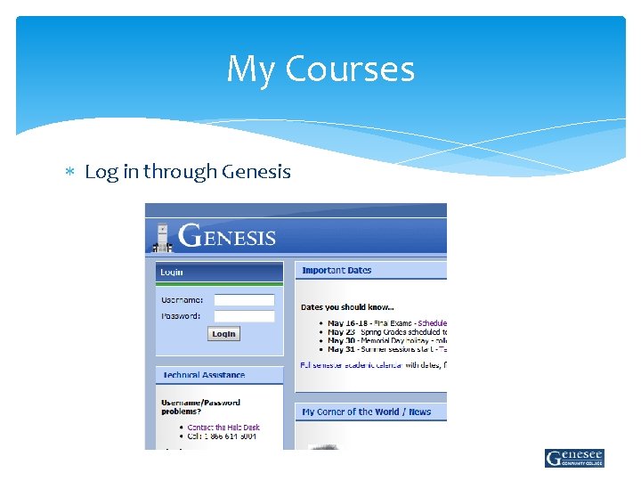 My Courses Log in through Genesis 