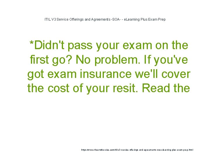 ITIL V 3 Service Offerings and Agreements -SOA- - e. Learning Plus Exam Prep