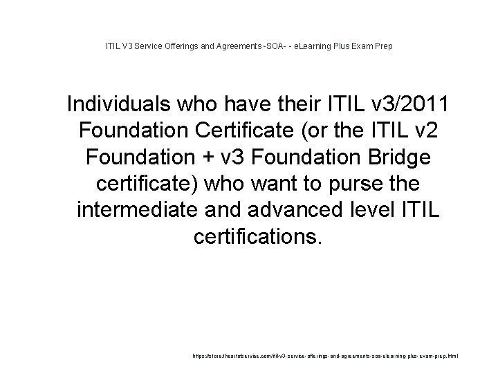ITIL V 3 Service Offerings and Agreements -SOA- - e. Learning Plus Exam Prep