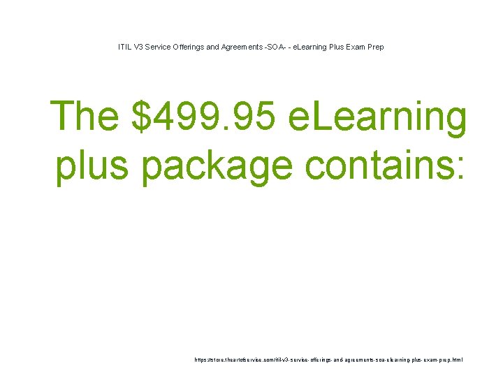 ITIL V 3 Service Offerings and Agreements -SOA- - e. Learning Plus Exam Prep