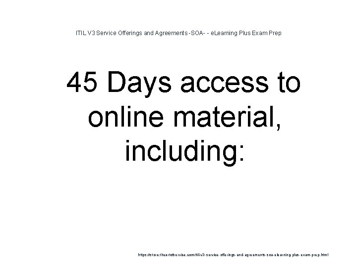 ITIL V 3 Service Offerings and Agreements -SOA- - e. Learning Plus Exam Prep