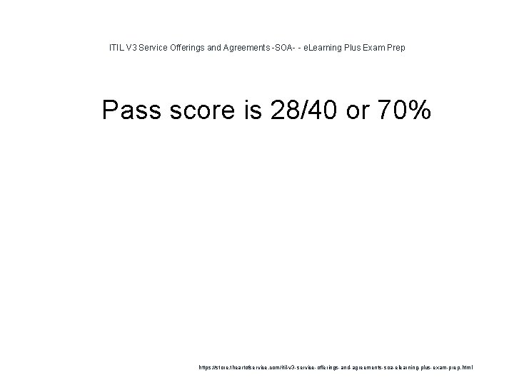 ITIL V 3 Service Offerings and Agreements -SOA- - e. Learning Plus Exam Prep