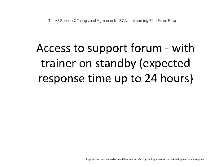 ITIL V 3 Service Offerings and Agreements -SOA- - e. Learning Plus Exam Prep