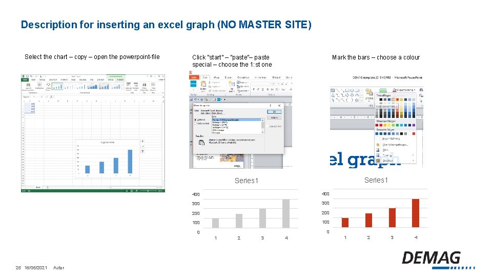 Description for inserting an excel graph (NO MASTER SITE) Select the chart – copy