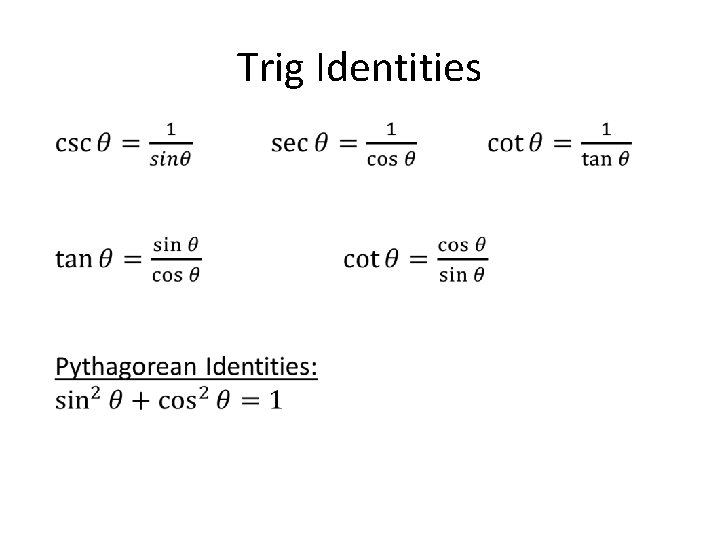 Trig Identities 