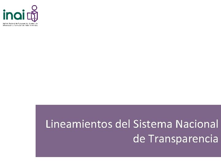 Lineamientos del Sistema Nacional de Transparencia 