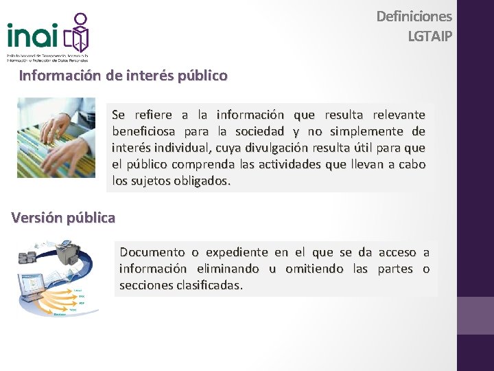 Definiciones LGTAIP Información de interés público Se refiere a la información que resulta relevante