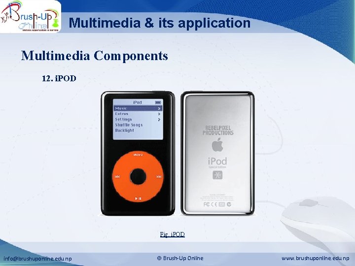 Multimedia & its application Multimedia Components 12. i. POD Fig. i. POD info@brushuponline. edu.