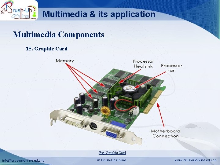 Multimedia & its application Multimedia Components 15. Graphic Card Fig. Graphic Card info@brushuponline. edu.