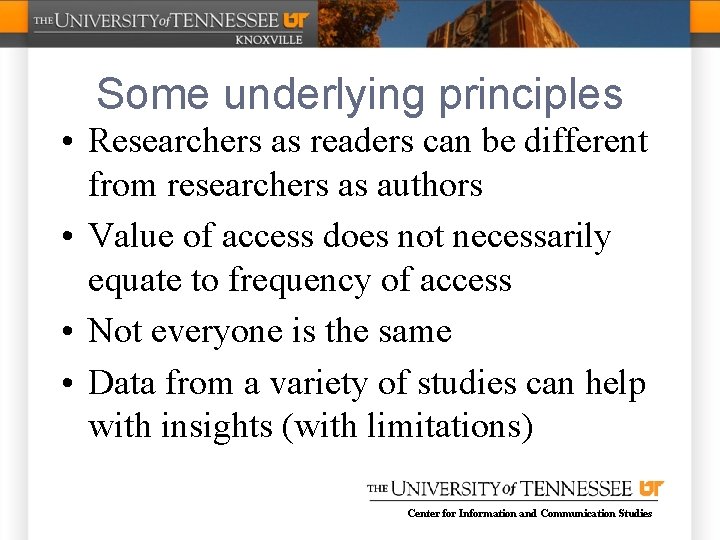 Some underlying principles • Researchers as readers can be different from researchers as authors