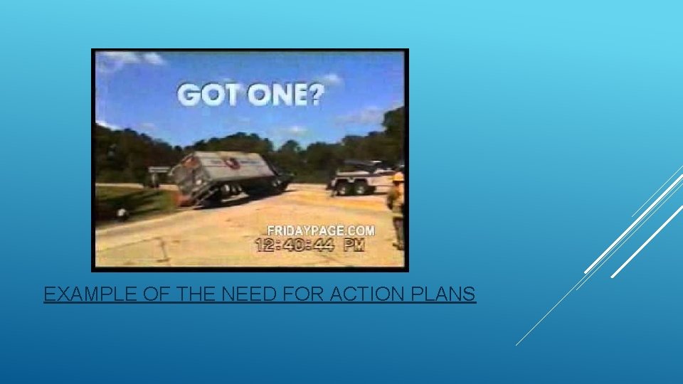 EXAMPLE OF THE NEED FOR ACTION PLANS EXAMPLE OF THE NEED FOR ACTION PLANS