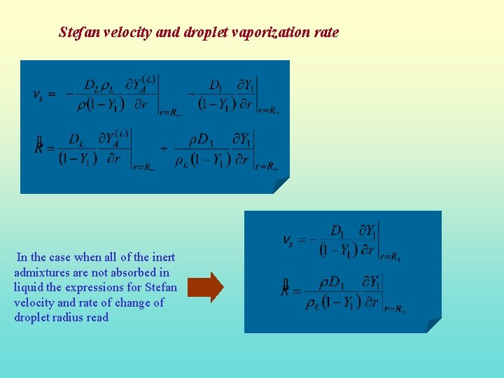 Stefan velocity and droplet vaporization rate In the case when all of the inert