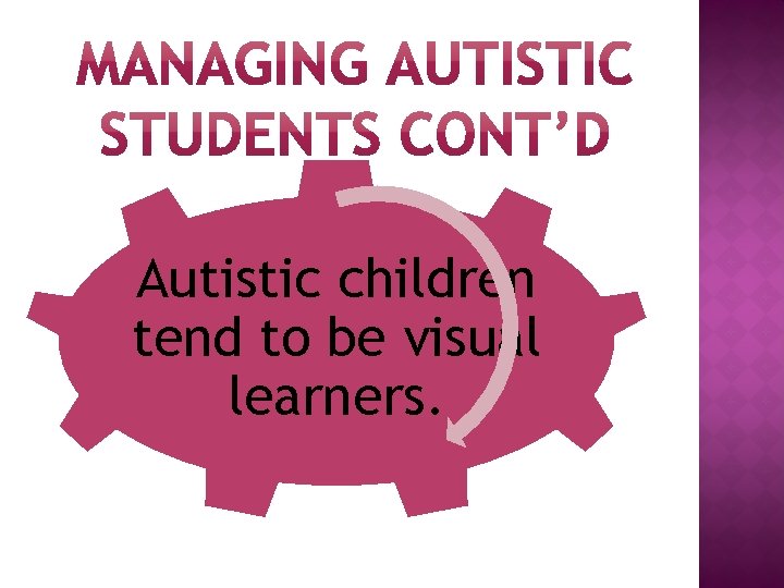 Autistic children tend to be visual learners. 