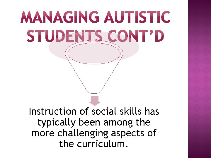 Instruction of social skills has typically been among the more challenging aspects of the