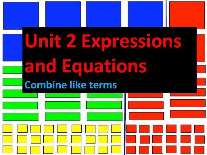 Unit 2 Expressions and Equations Combine like terms 