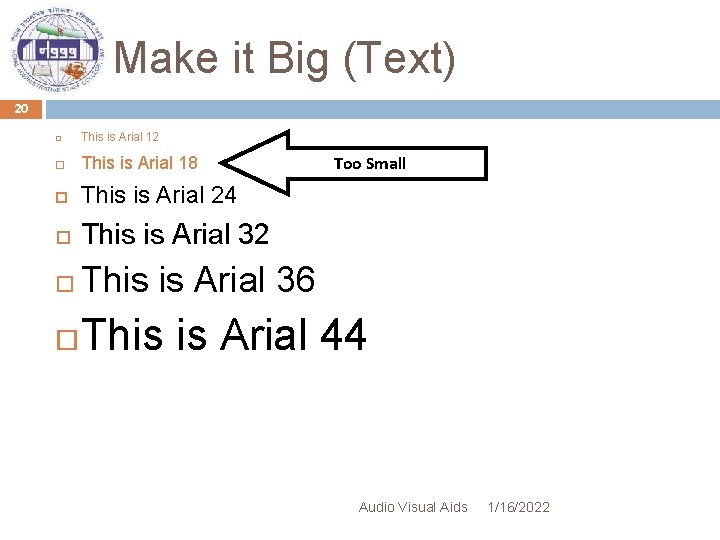 Make it Big (Text) 20 This is Arial 12 This is Arial 18 This