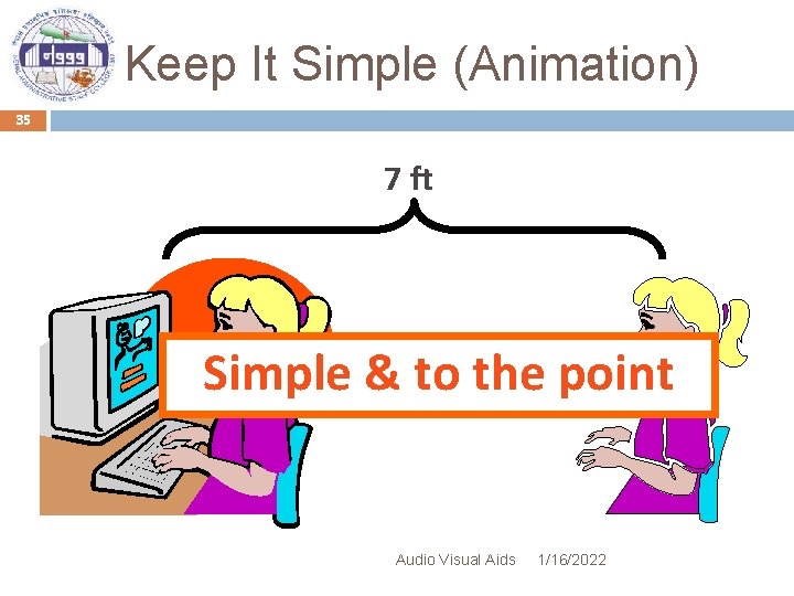 Keep It Simple (Animation) 35 7 ft Simple & to the point Audio Visual