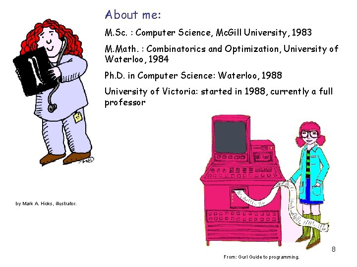 About me: M. Sc. : Computer Science, Mc. Gill University, 1983 M. Math. :
