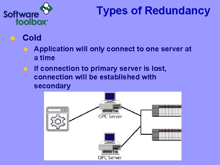 Types of Redundancy u Cold u u Application will only connect to one server