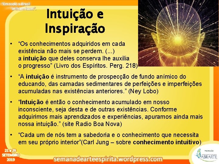 Intuição e Clique para editar o estilo do título Inspiração mestre • “Os conhecimentos