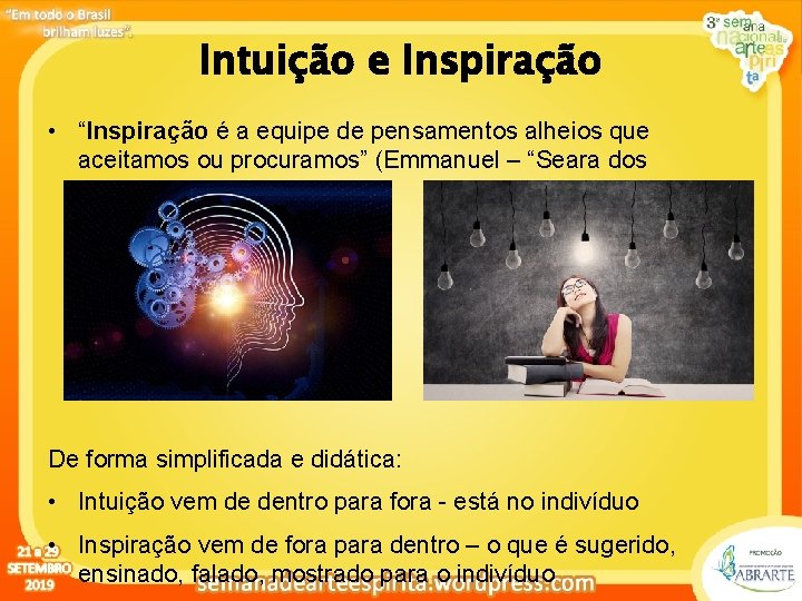 Intuição e Inspiração Clique para editar o estilo do título • “Inspiração é a