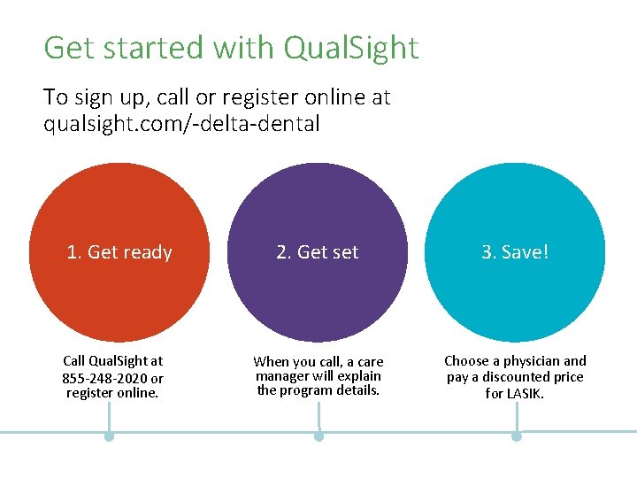 Get started with Qual. Sight To sign up, call or register online at qualsight.