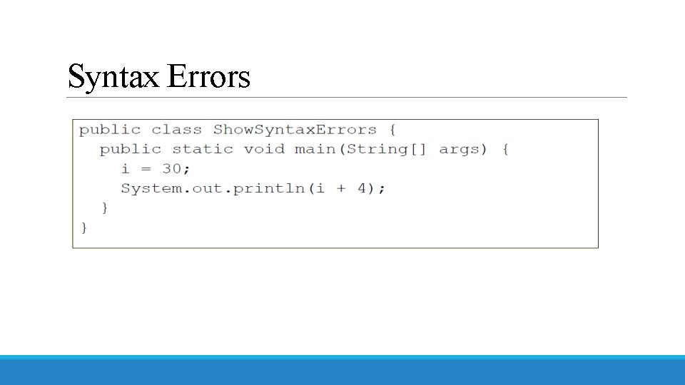 Syntax Errors 