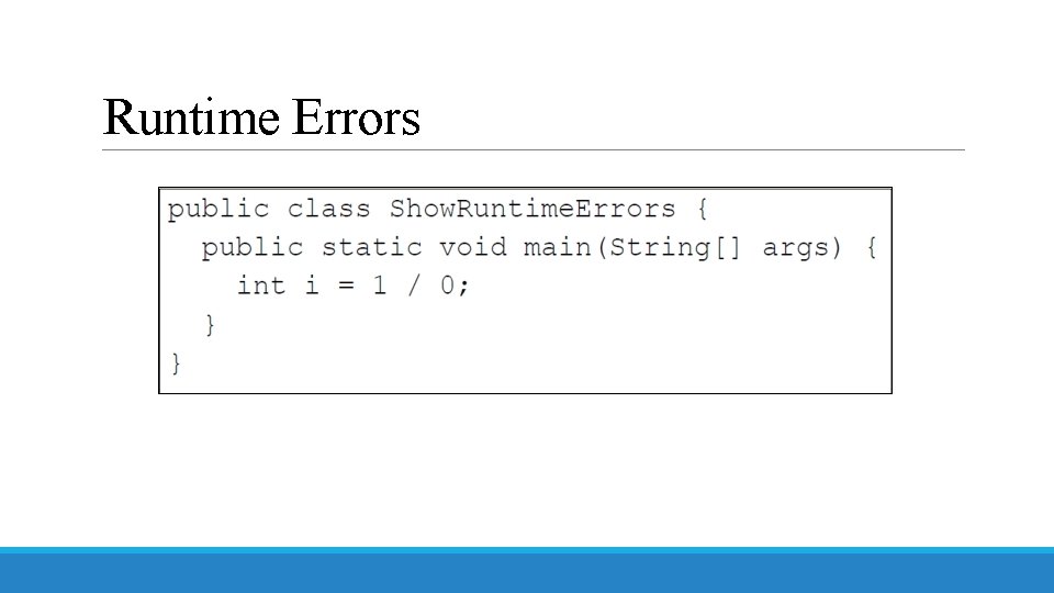 Runtime Errors 
