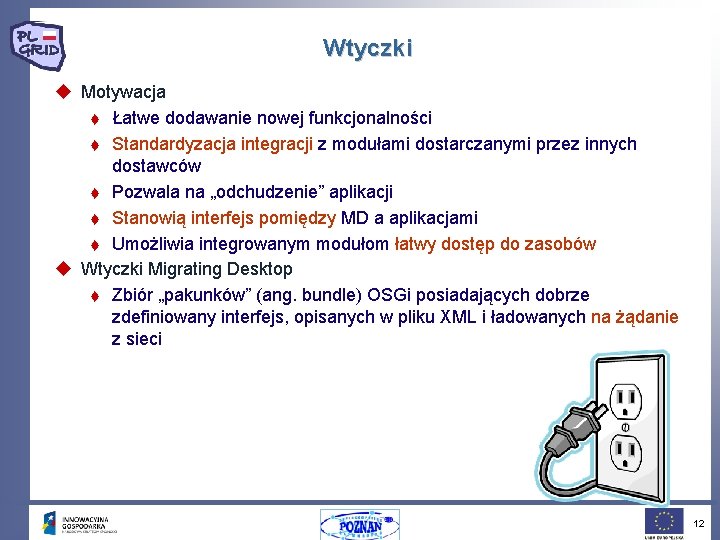 Wtyczki u Motywacja t Łatwe dodawanie nowej funkcjonalności t Standardyzacja integracji z modułami dostarczanymi