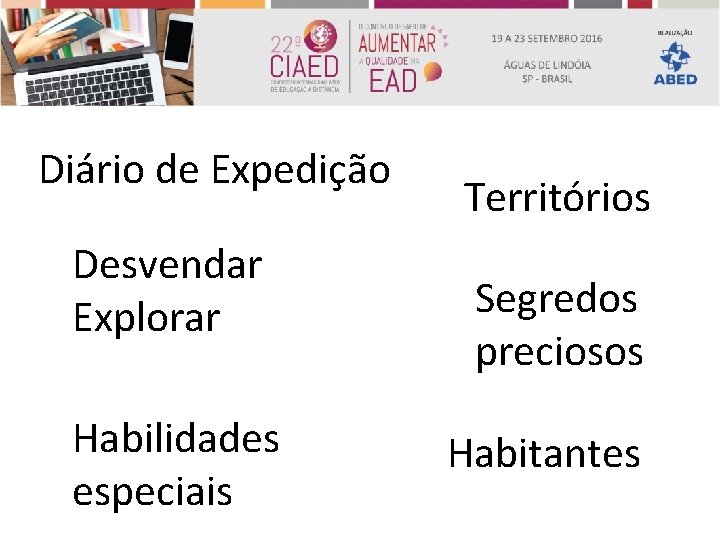 Diário de Expedição Desvendar Explorar Habilidades especiais Territórios Segredos preciosos Habitantes 