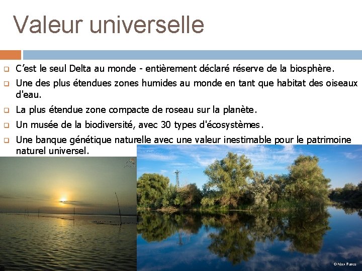 Valeur universelle q C’est le seul Delta au monde - entièrement déclaré réserve de