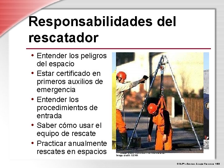 Responsabilidades del rescatador • Entender los peligros • • del espacio Estar certificado en